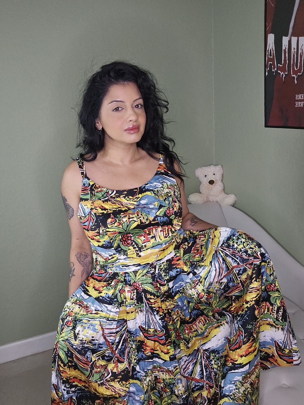 BNWT Retrospec'd Multicolor Novelty Print Dress in Yellow, Green, Blue, Red